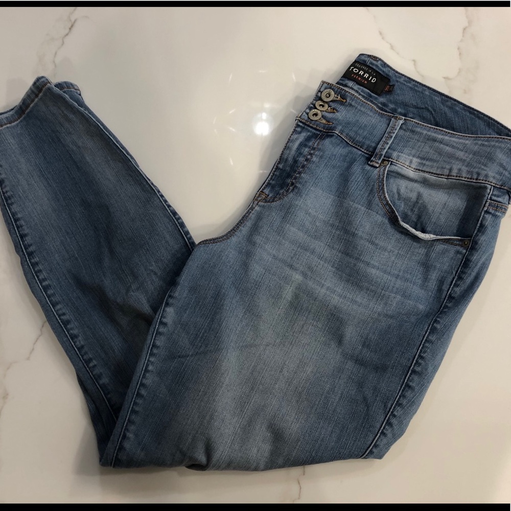 Torrid Light Wash Distressed Skinny Jeans